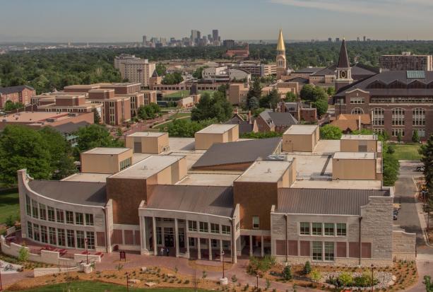 Photo: An arial view of the Anderson Academic Commons at the University of Denver