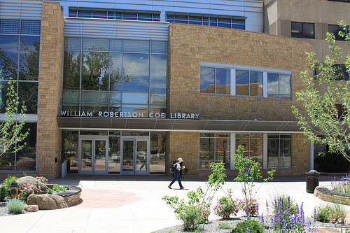 The front of the Coe Library